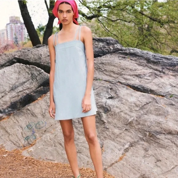 Zara | Dresses | Nwt Zara Linen Blend Aline Dress Light Blue | Poshmark